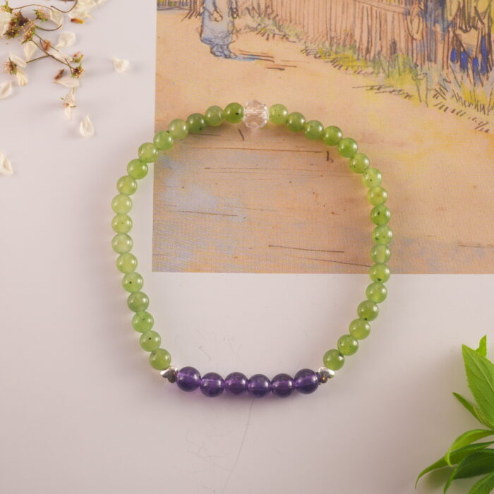 Bracelet laid in a peaceful natural setting to reflect calm energy