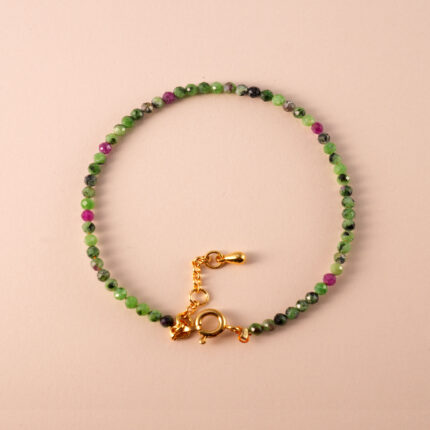 Handmade Ruby Zoisite beaded bracelet with natural crystal beads
