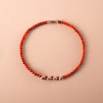 Dainty 2mm Red Agate Bracelet with Sterling Silver Accents