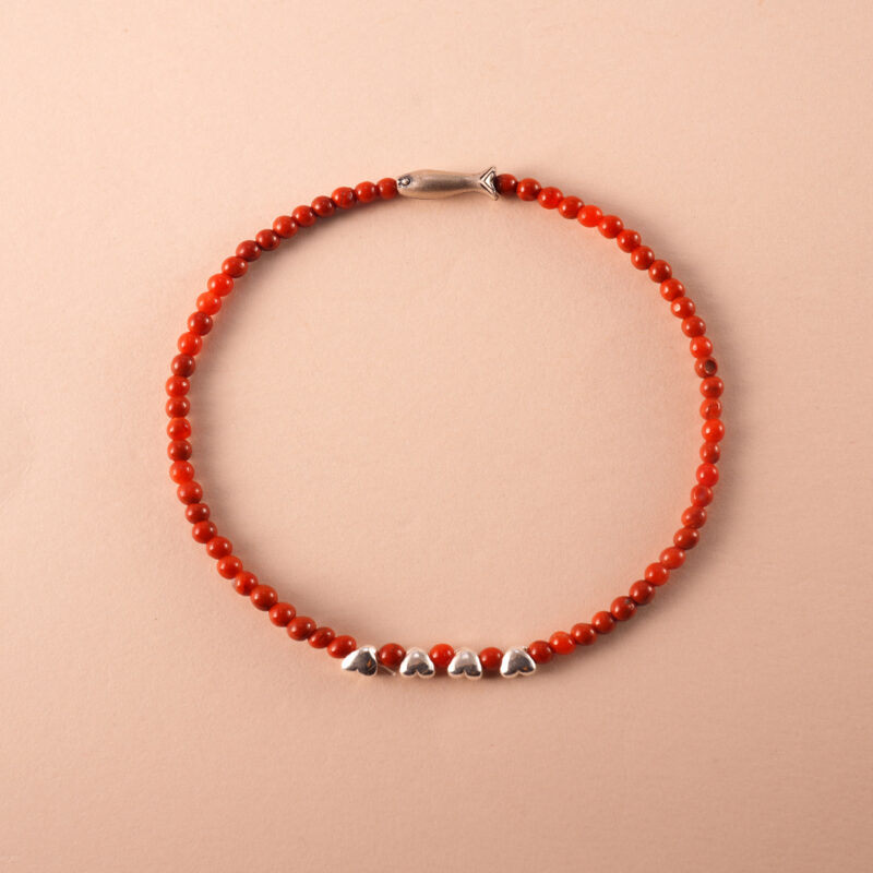 Dainty 2mm Red Agate Bracelet with Sterling Silver Accents