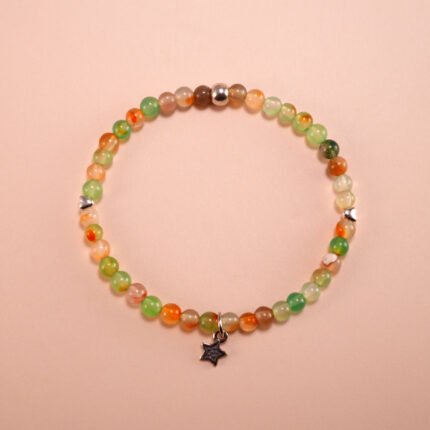 Delicate yellow-green chalcedony bracelet with sterling silver star charm