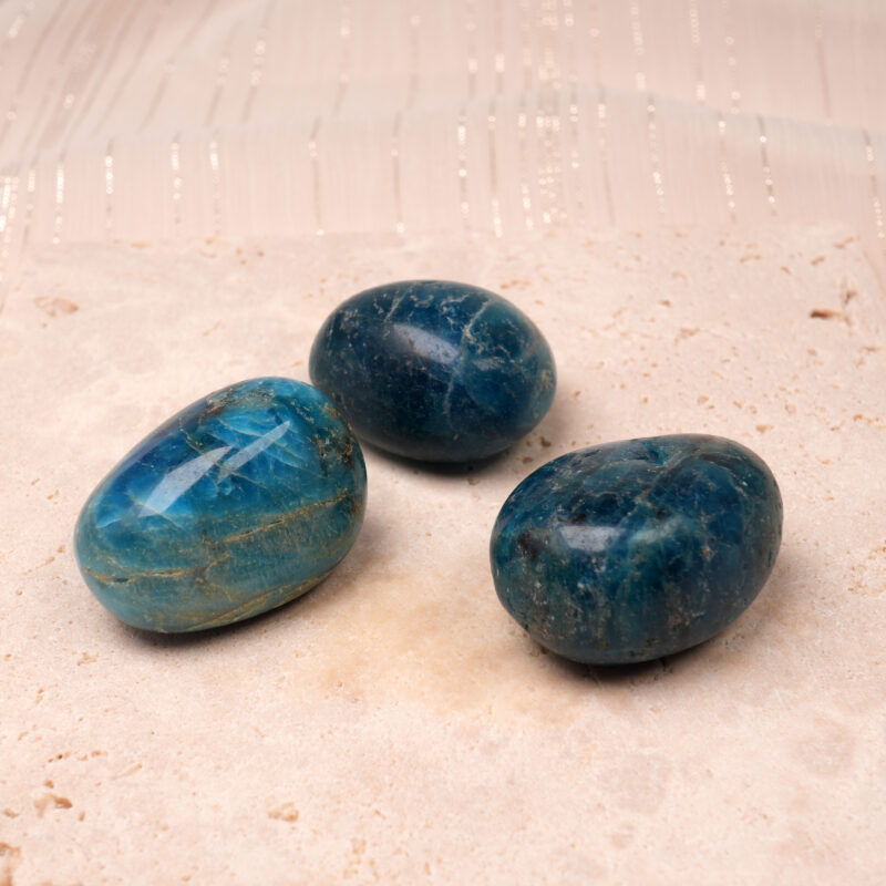 Natural Blue Apatite Tumbled Stone Set – Polished Healing Crystals