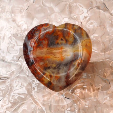 Heart-shaped Crazy Lace Agate worry stone