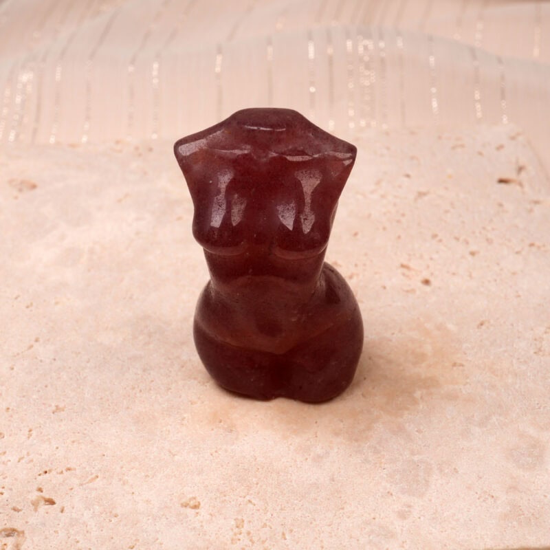 natural-strawberry-quartz-model-figurine-main.jpg" alt="Polished Natural Strawberry Quartz Model Figurine with soft pink and red hues, displayed on a light surface