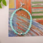 Amazonite bracelet in natural light with oceanic hue.