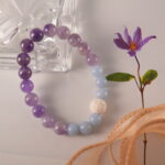 Bracelet in daylight with soft purple and blue tones.