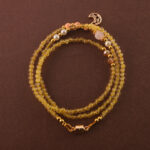 Elegant multi-use necklace featuring Citrine and White Chalcedony beads, designed for triple-wrap bracelet styling.