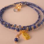 Close-up of the lapis beads and S925 silver elements, highlighting their texture and craftsmanship.