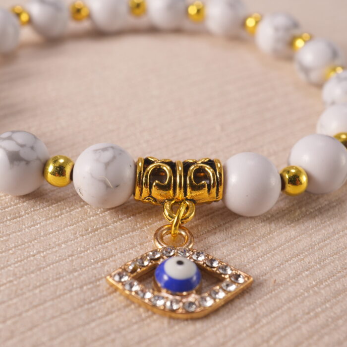 Close-up of howlite bracelet with subtle grey veining.