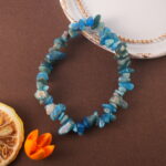 Blue apatite in daylight with oceanic blue tones.