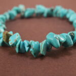 Close-up of irregular turquoise bracelet.
