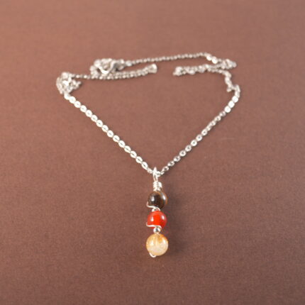Leo zodiac necklace with tiger eye, red jasper, and citrine.