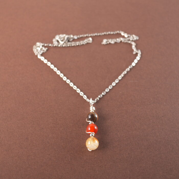 Leo zodiac necklace with tiger eye, red jasper, and citrine.