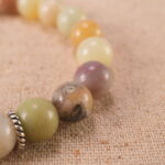 Close-up of multicolor amazonite bracelet with S925 silver details.