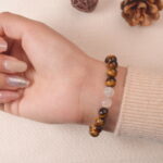 Back view of tiger eye bracelet, featuring natural gemstone shine and balance.