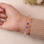 Back view of Red Hematoid Quartz bracelet, blending transparent quartz and warm red inclusions.