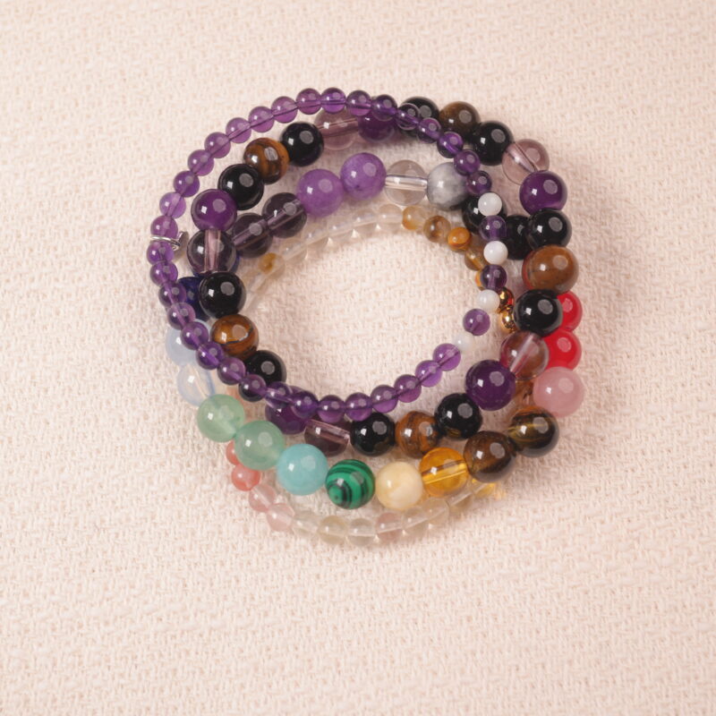 Rainbow Fortune bracelet stack designed to attract good luck, balance, and vibrant positive energy.