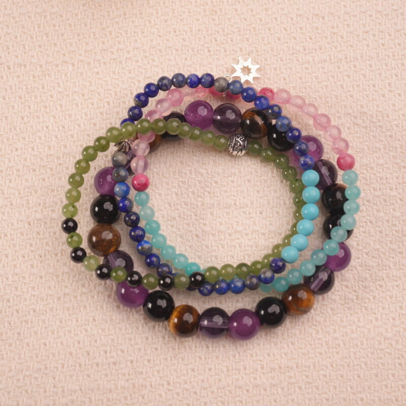 Protection crystal bracelet stack designed to balance energy and shield your spirit with calming, grounding power.