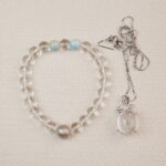 White Crystal & Blue Chalcedony Bracelet and Pendant Set – Healing Crystal Jewelry – Main Image