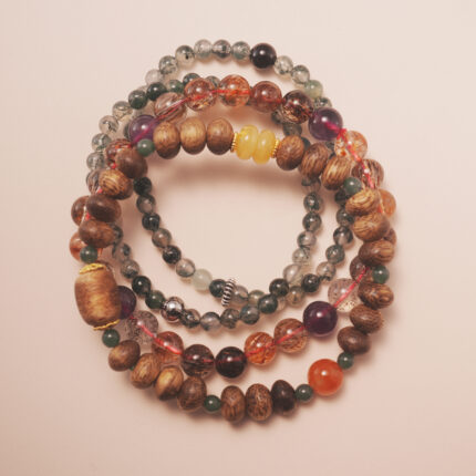Wealth crystal bracelet stack designed to attract abundance, confidence, and positive energy.