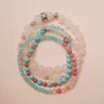Love crystal bracelet stack designed to open the heart and bring gentle, loving energy.