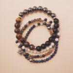 Midnight Guardian protection bracelet stack designed to ground your energy and shield from negativity